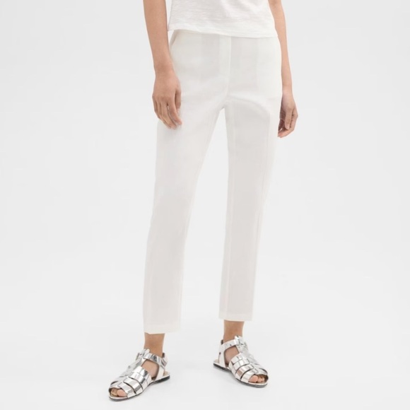 NWT Theory White Linen Treeca Pull On Pants - Picture 2 of 13